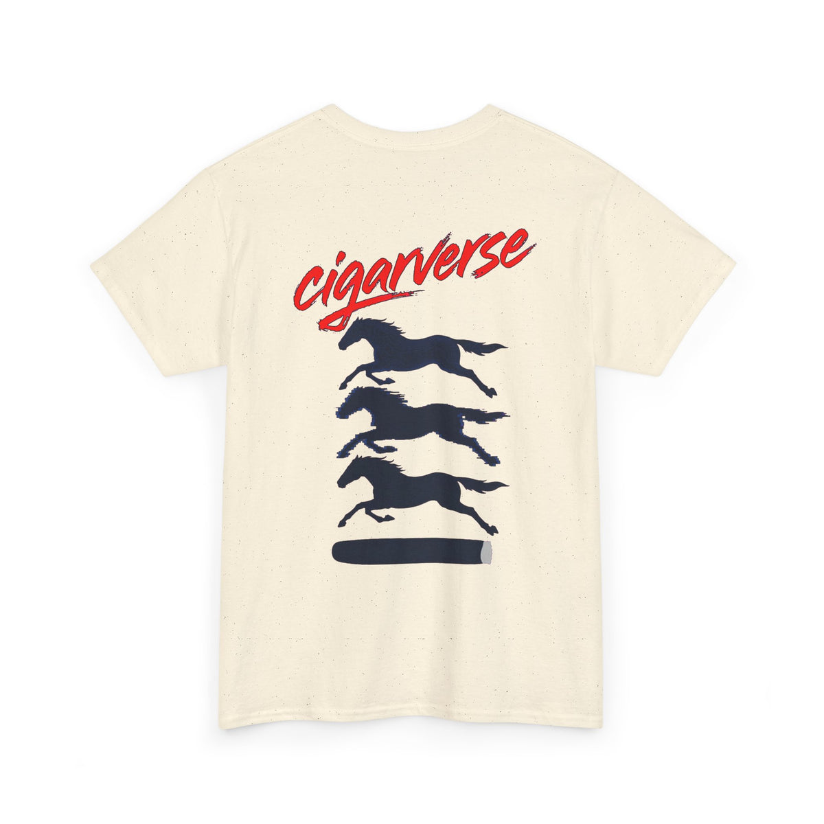 Cigarverse Tee — Retro Script Logo & Galloping Horse Back Print