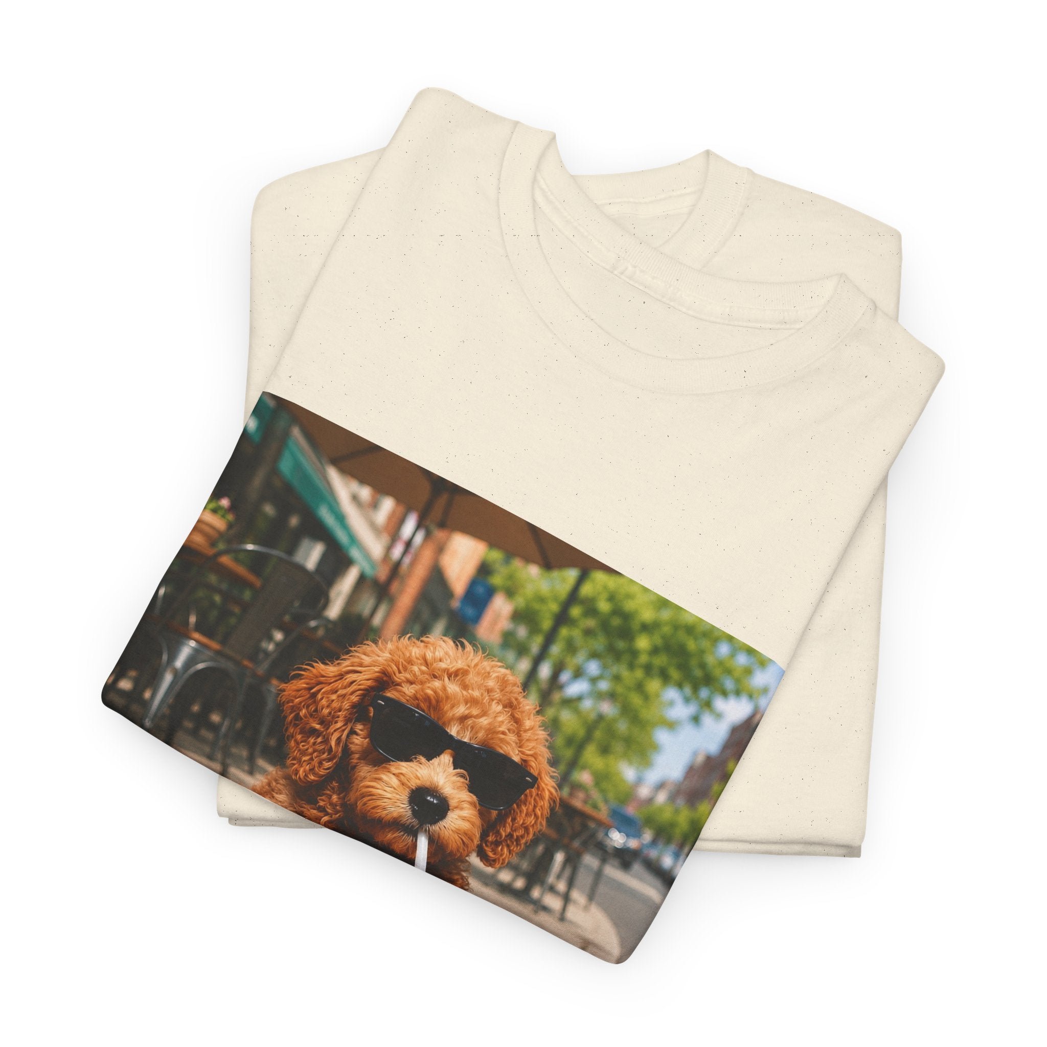 T-Shirt — Cute Puppy Drinking Iced Coffee Photo Tee