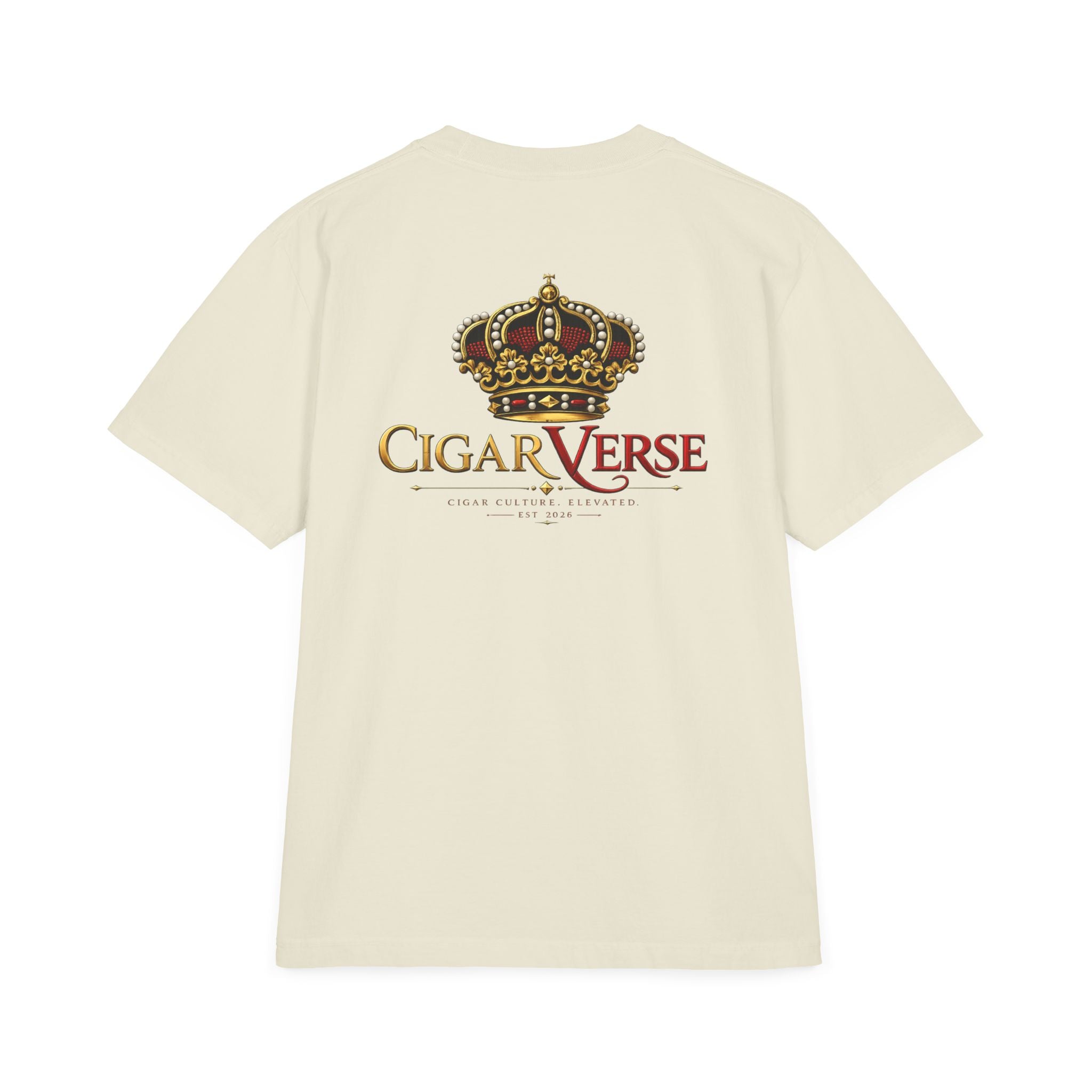 Oversized Premium Max Heavyweight CigarVerse Crown T-Shirt — Vintage Luxury Logo Tee for Cigar Enthusiasts