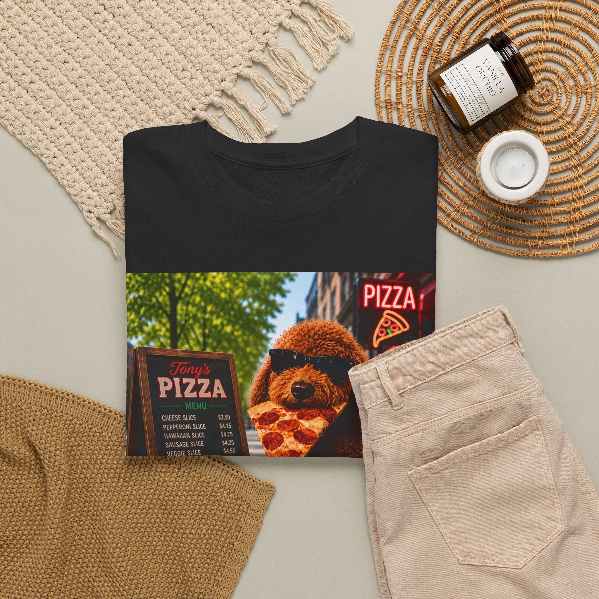 Doodle Pizza Tee — Cute Eating Pizza T-Shirt