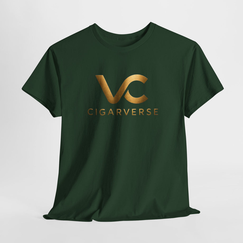 Unisex Gold Logo CIGARVERSE T-Shirt — Men's Burgundy Cotton T‑Shirt