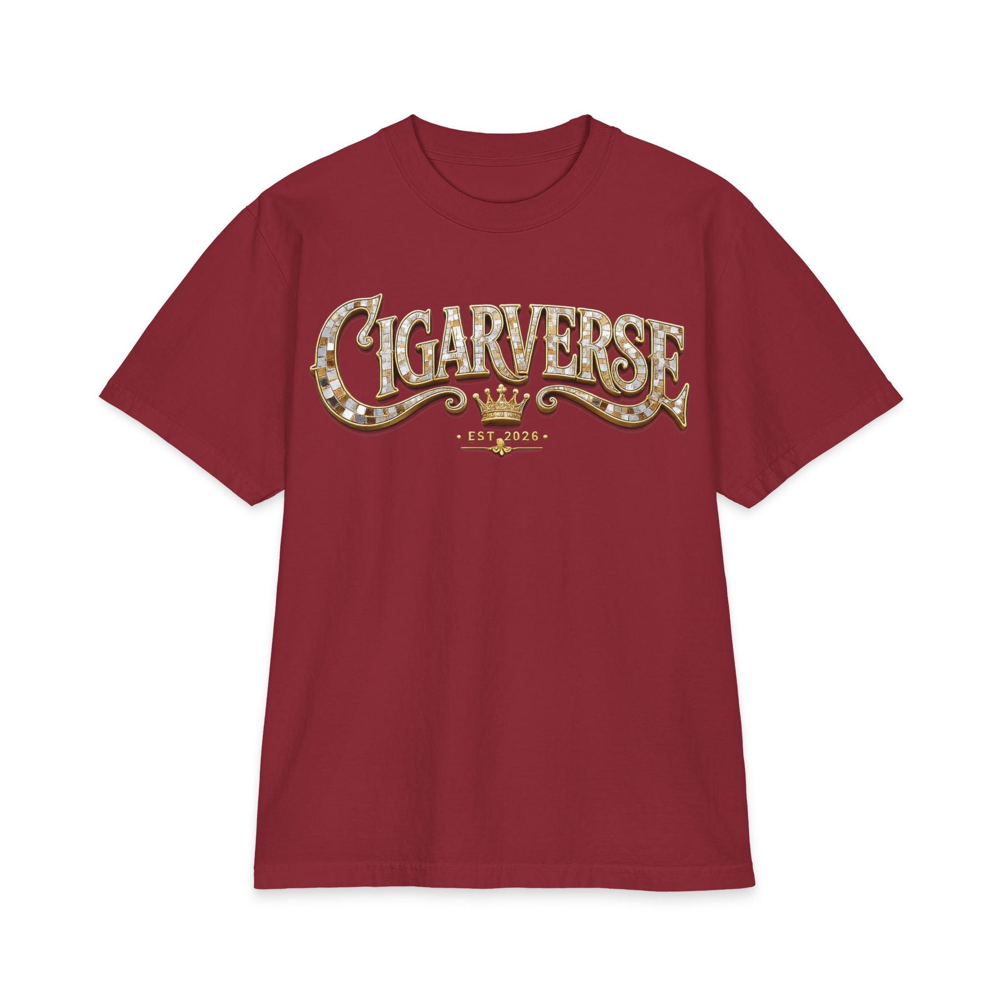 ULTRA PREMIUM HEAVYWEIGHT CigarVerse Graphic T‑Shirt — Retro Gold Script Logo Tee