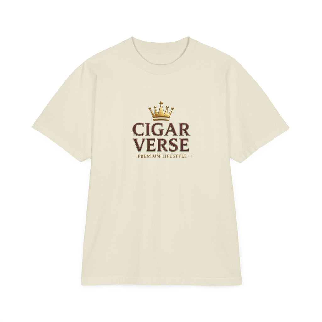 Burgundy & Gold Cigar Verse Tee — 'CIGAR VERSE' Crown Logo T-Shirt