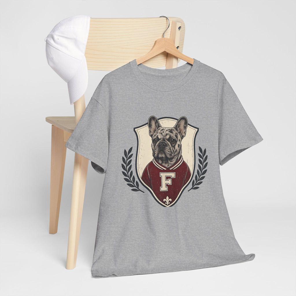 Unisex French Bulldog Crest T‑Shirt — Vintage Collegiate Pup Tee