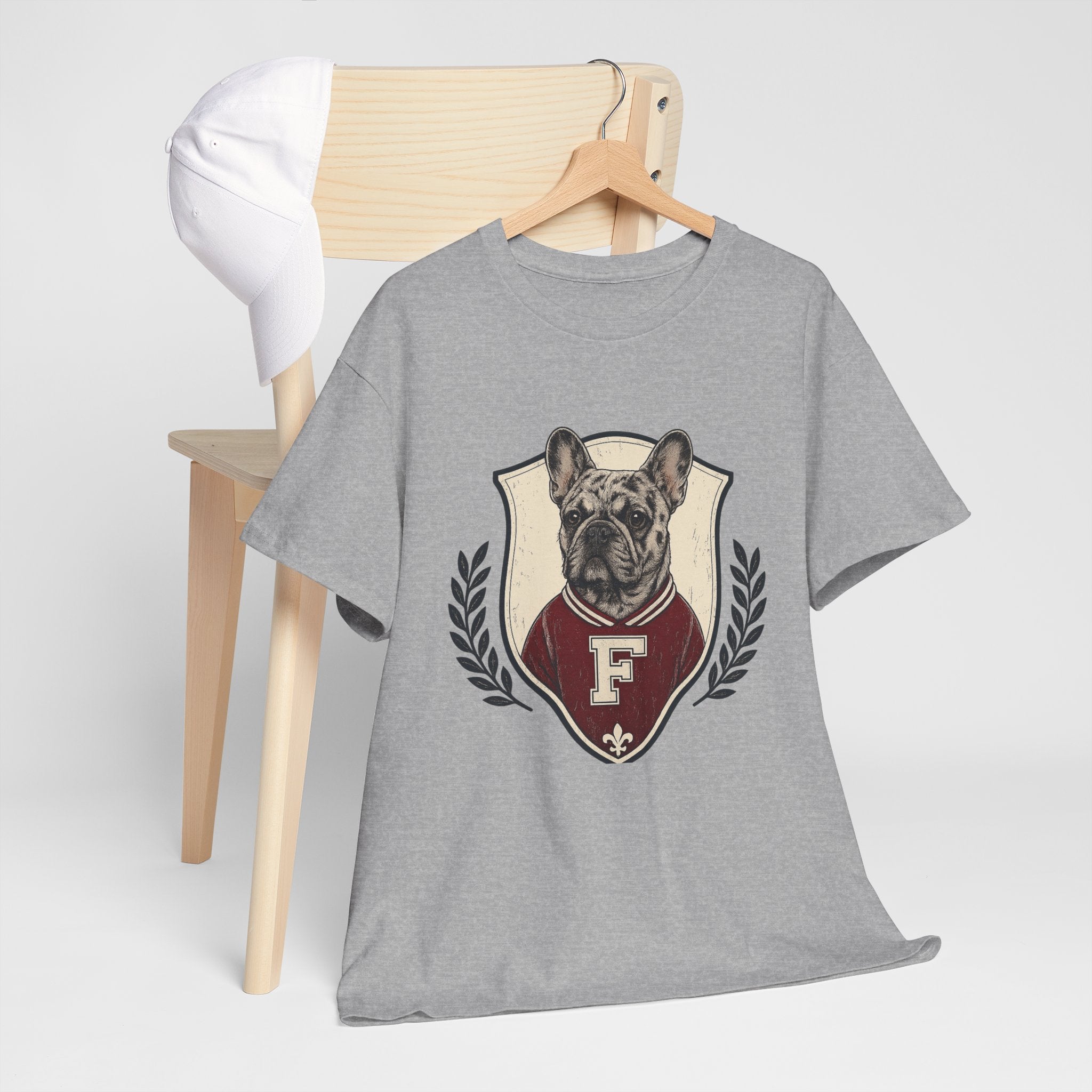 Unisex French Bulldog Crest T‑Shirt — Vintage Collegiate Pup Tee