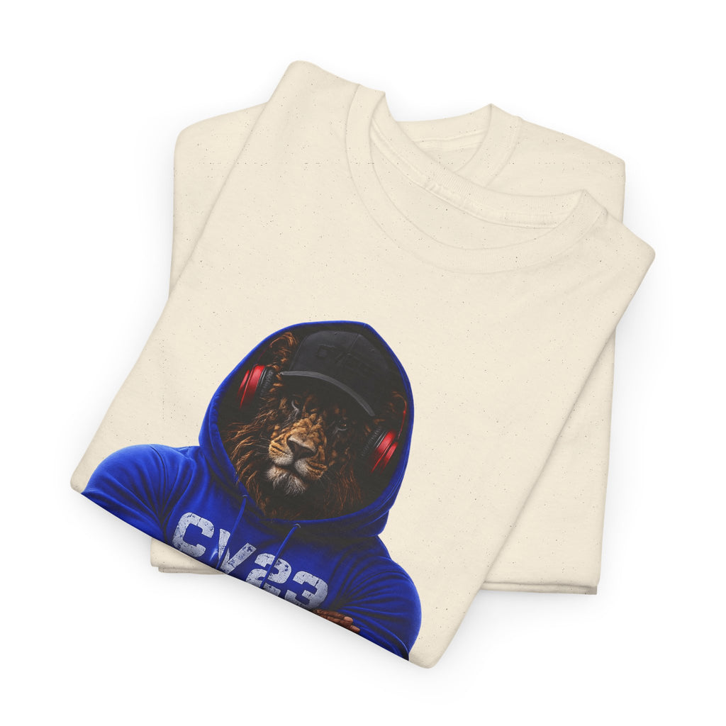 Hooded Lion Graphic Tee — Hoodie Gym Wear T-Shirt