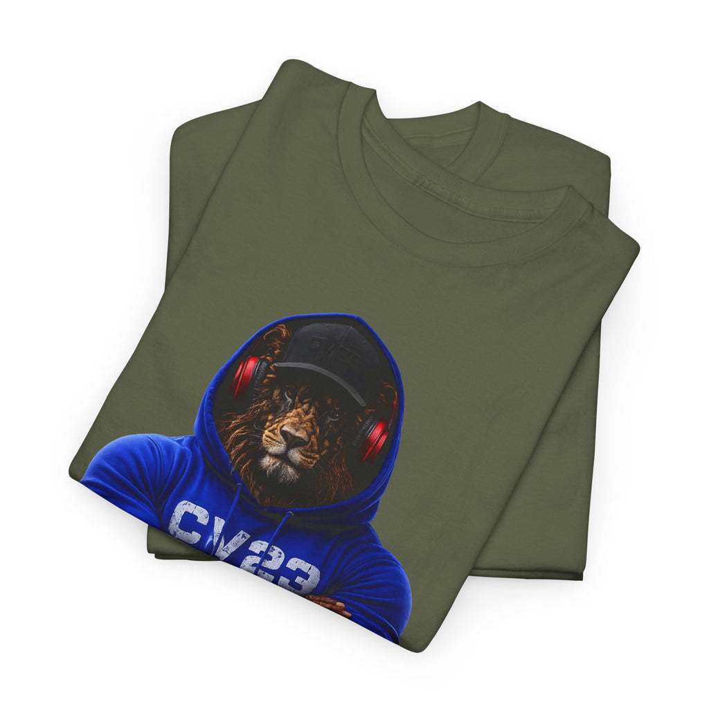 Hooded Lion Graphic Tee — Hoodie Gym Wear T-Shirt