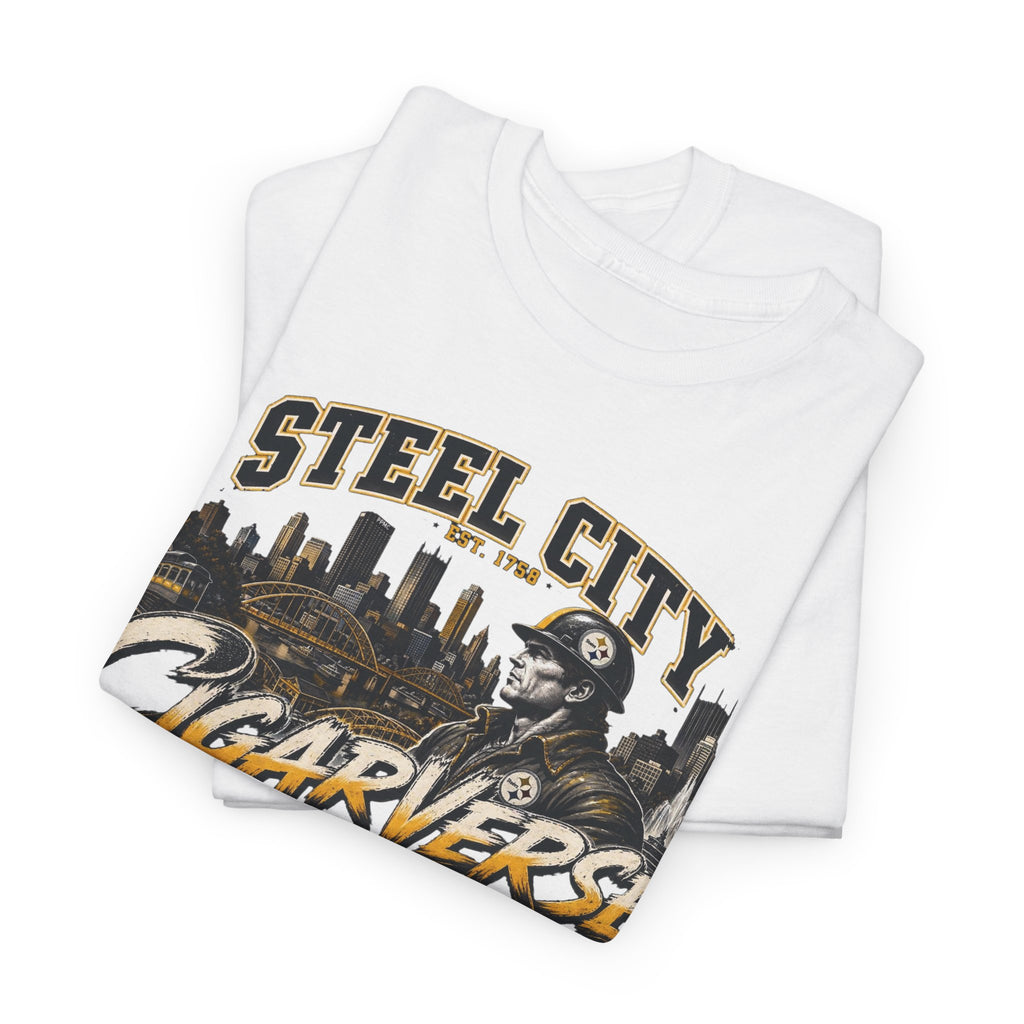 Unisex Steel City Cigarverse Tee — Vintage Skyline Graphic T‑Shirt for Cigar Lovers
