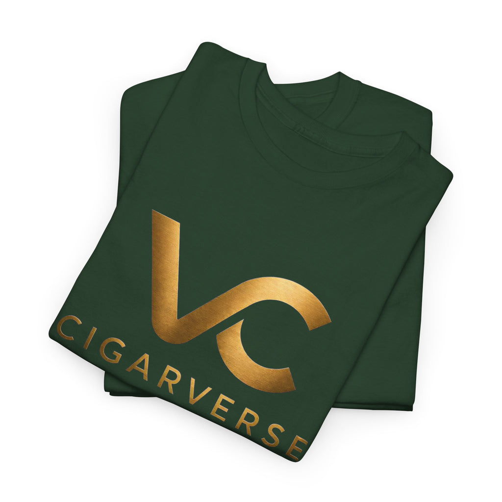Unisex Gold Logo CIGARVERSE T-Shirt — Men's Burgundy Cotton T‑Shirt