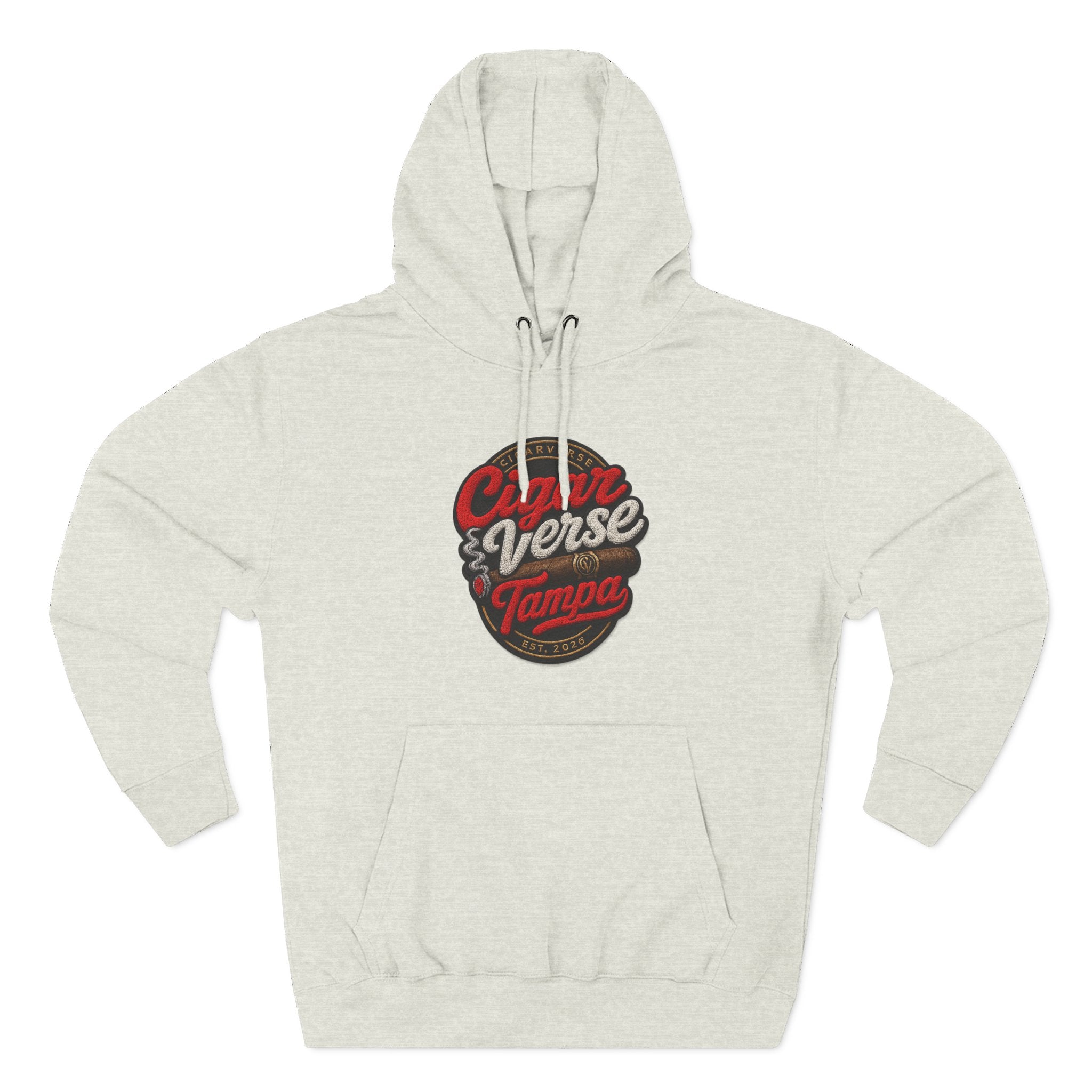Cigar Verse Tampa Hoodie — Retro Script Logo Fleece Pullover