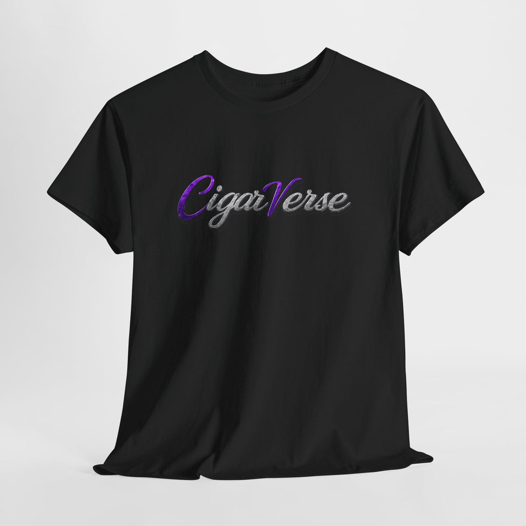 CigaVerse Script Logo Tee — Retro Purple & Gray Graphic T‑Shirt