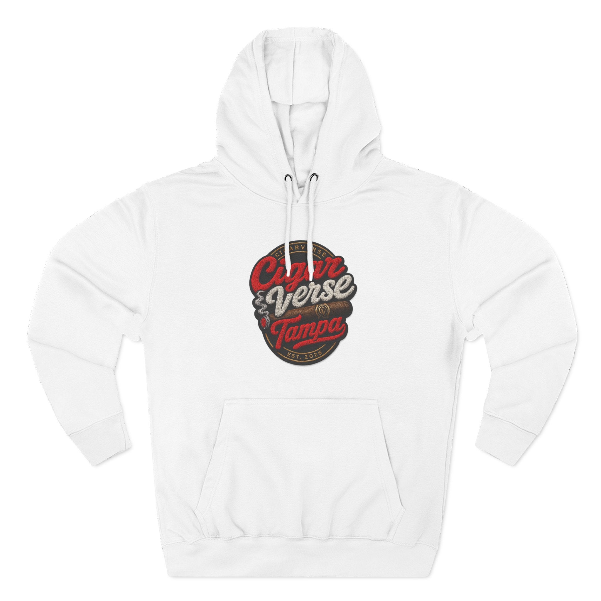 Cigar Verse Tampa Hoodie — Retro Script Logo Fleece Pullover