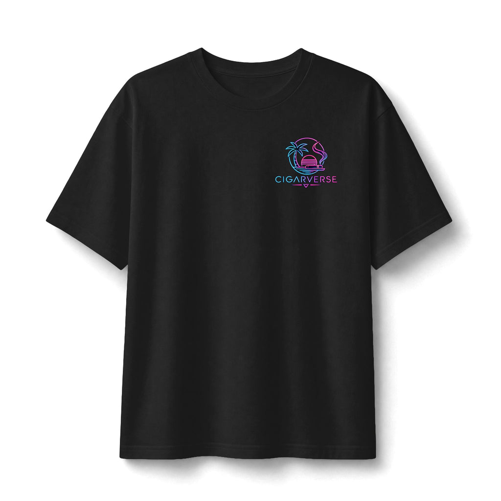 CIGARVERSE Paradise Tee — Neon Retro Cigar Lounge Graphic T-Shirt