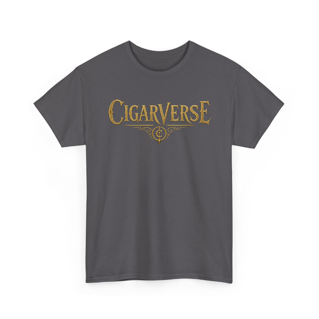 Cigarverse Unisex Graphic Tee — Retro Gold Logo & Dragon Back Design