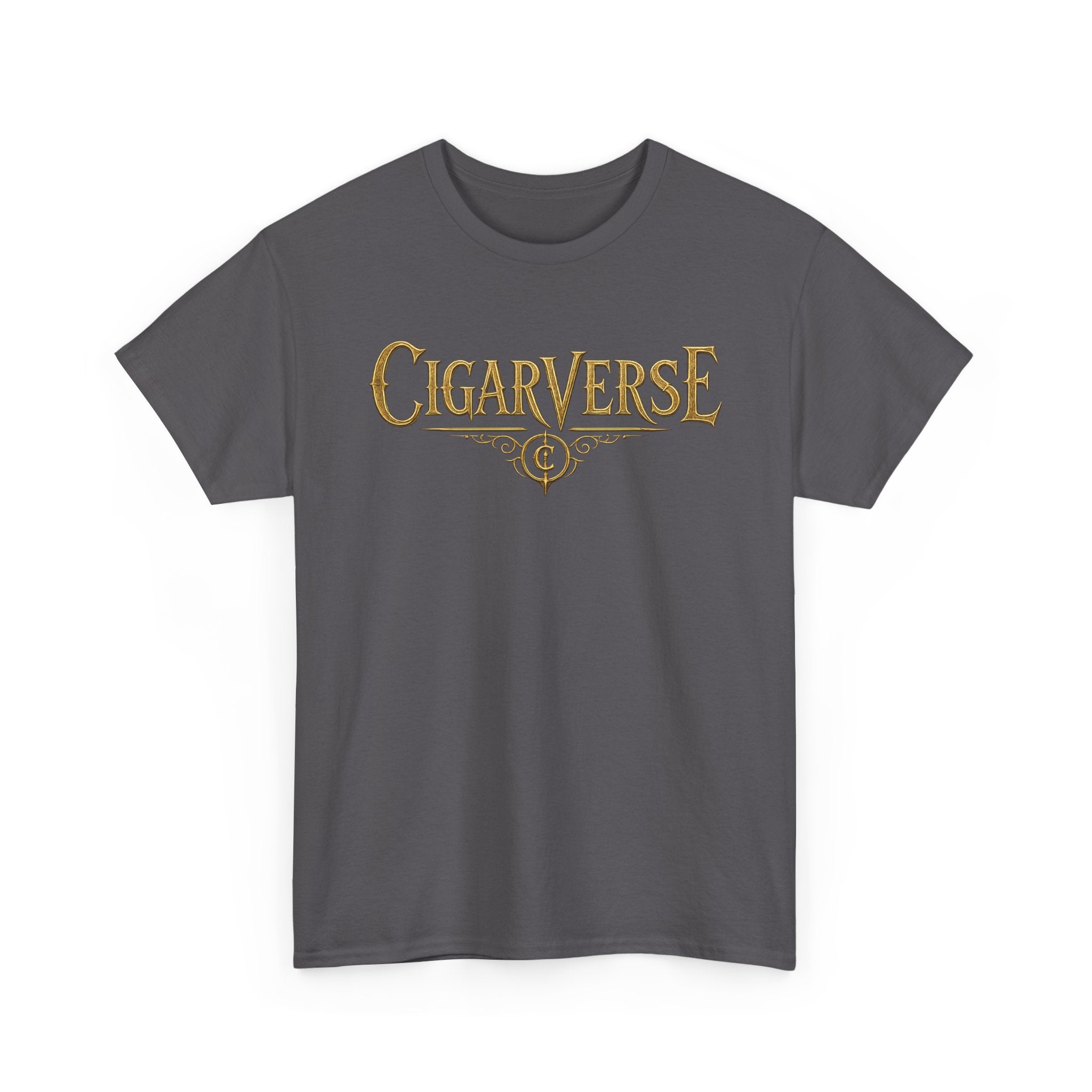 Cigarverse Unisex Graphic Tee — Retro Gold Logo & Dragon Back Design