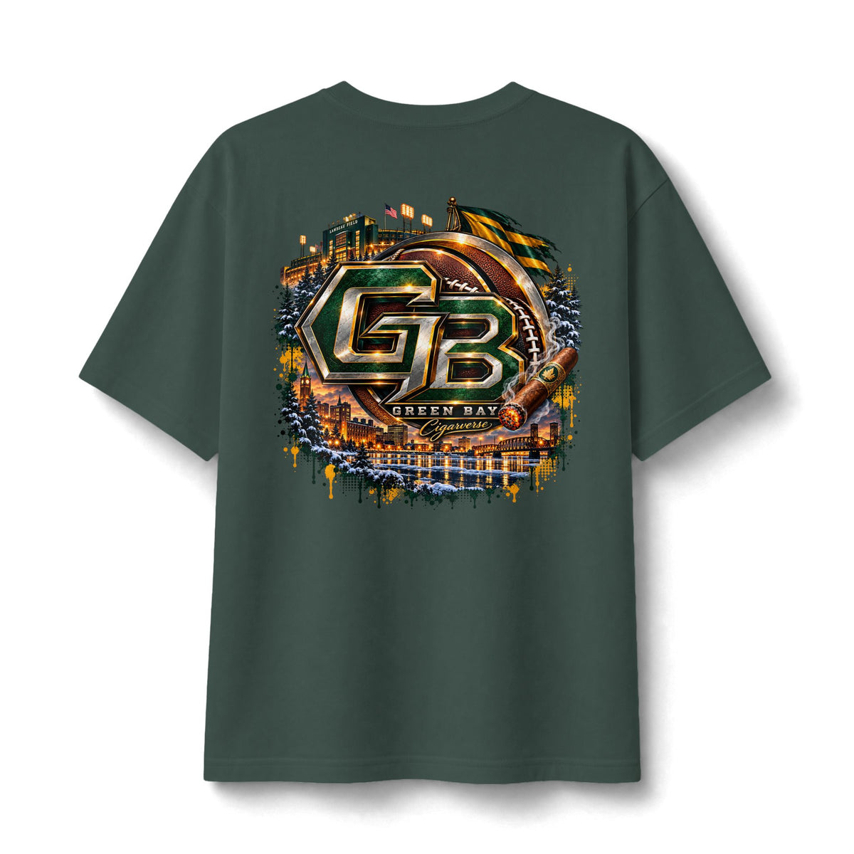 Green Bay Football Logo Tee — GB Vintage Skyline Graphic T‑Shirt