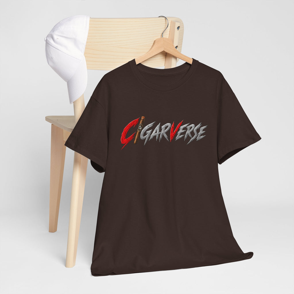 Cigarverse Graphic Tee — Bold Red & Gray Logo T-Shirt