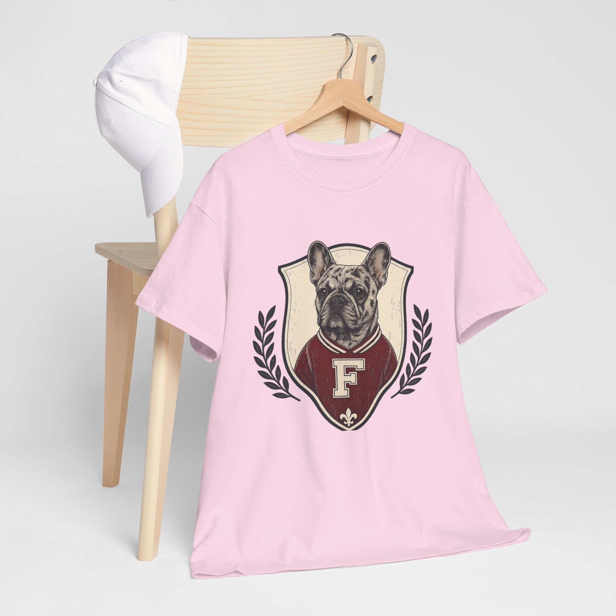 Unisex French Bulldog Crest T‑Shirt — Vintage Collegiate Pup Tee
