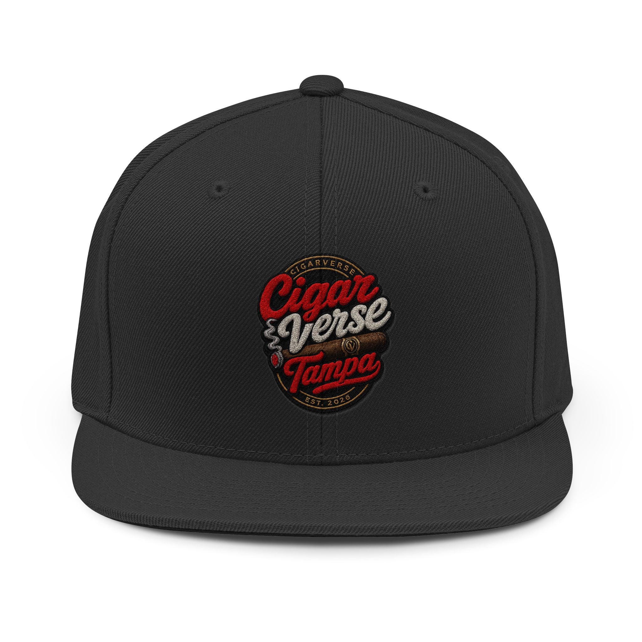 Cigar Verse Tampa Snapback Hat — Embroidered Vintage Cigar Lounge Cap