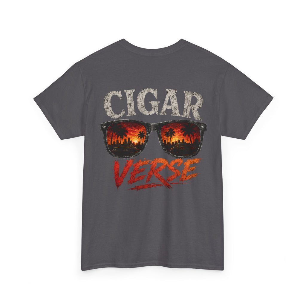 Cigar Verse Graphic Tee — Retro Sunglasses Smoke Design