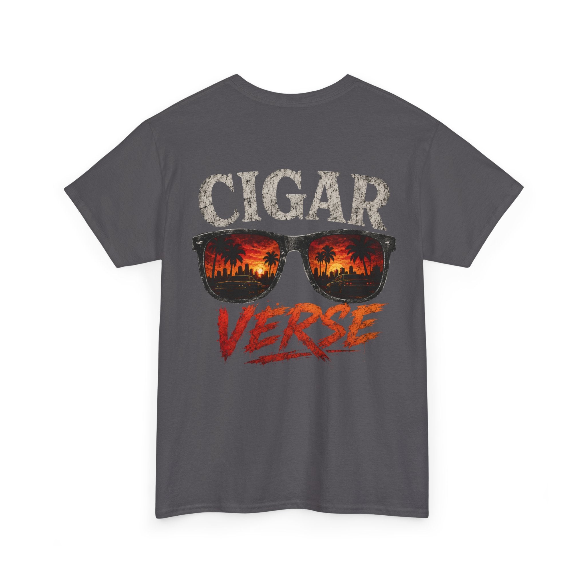 Cigar Verse Graphic Tee — Retro Sunglasses Smoke Design