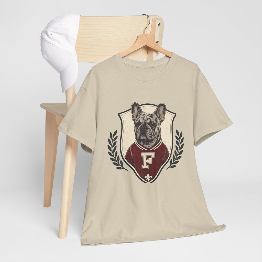 Unisex French Bulldog Crest T‑Shirt — Vintage Collegiate Pup Tee