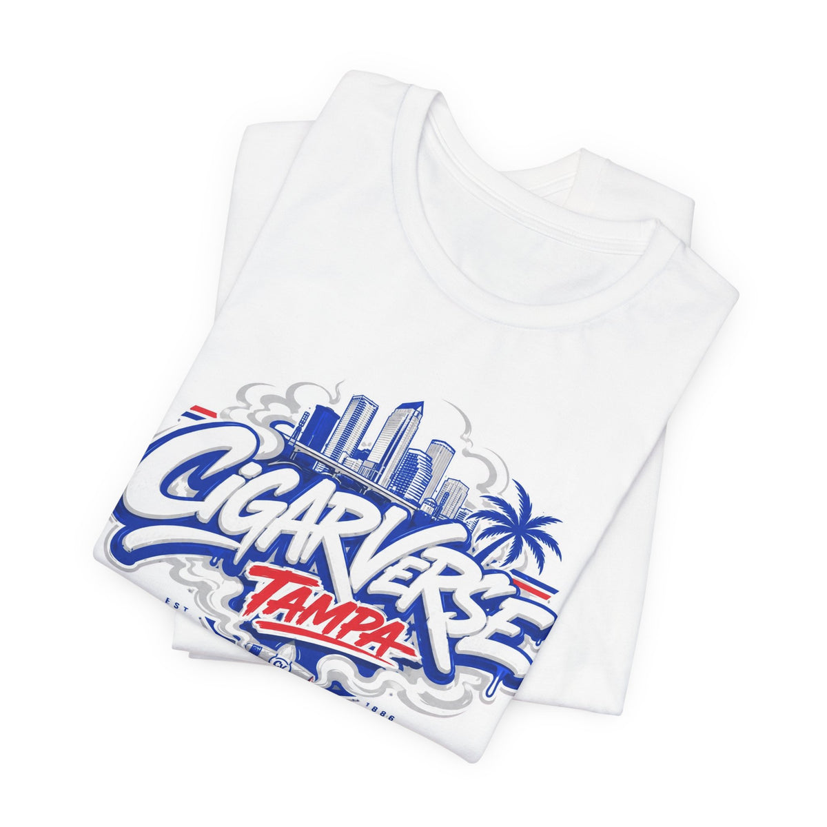 CIGARVERSE Tampa Graphic Tee — Retro Skyline & Palm Tree Logo