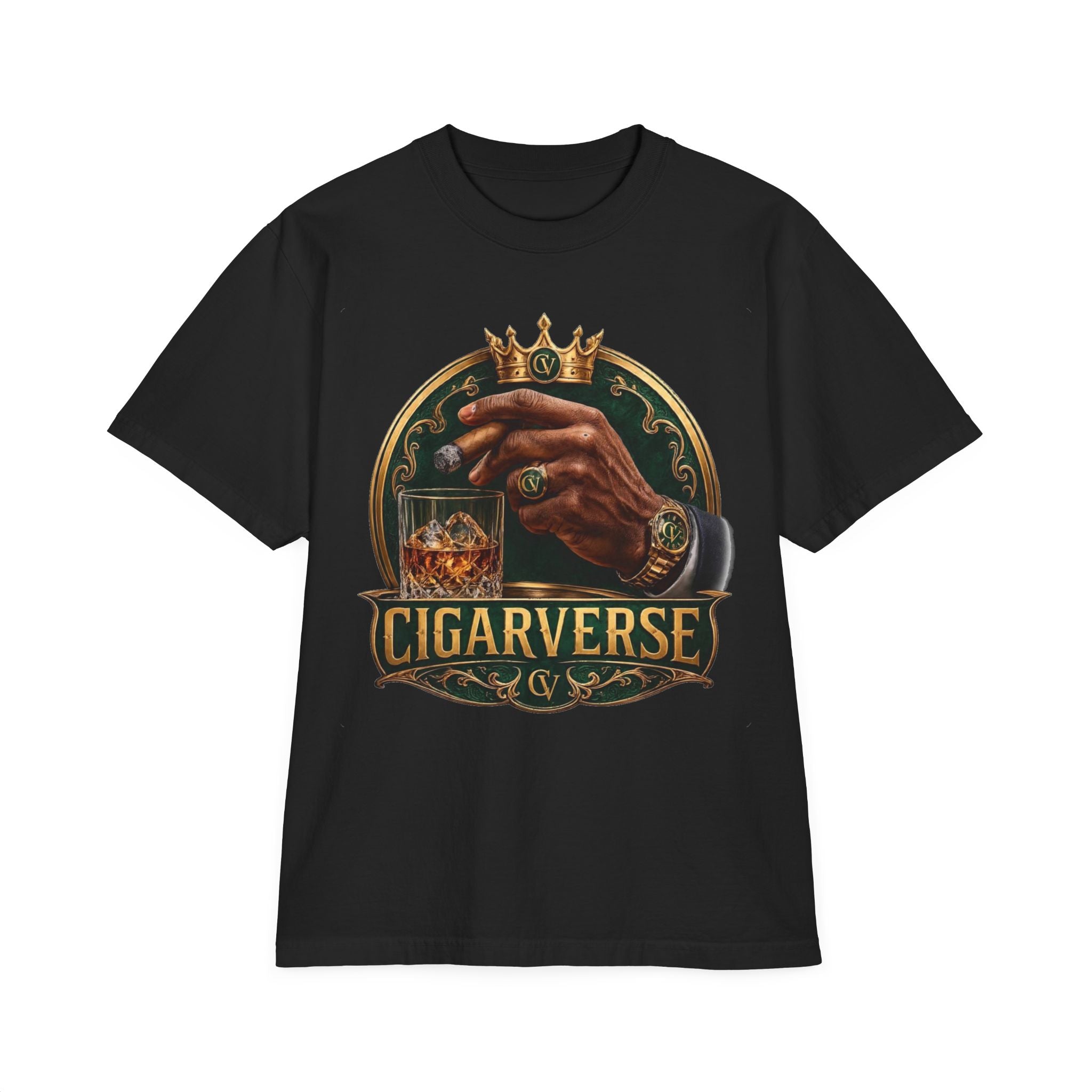 Oversized Premium Max Heavyweight Emerald + Gold Cigarverse Graphic T-Shirt