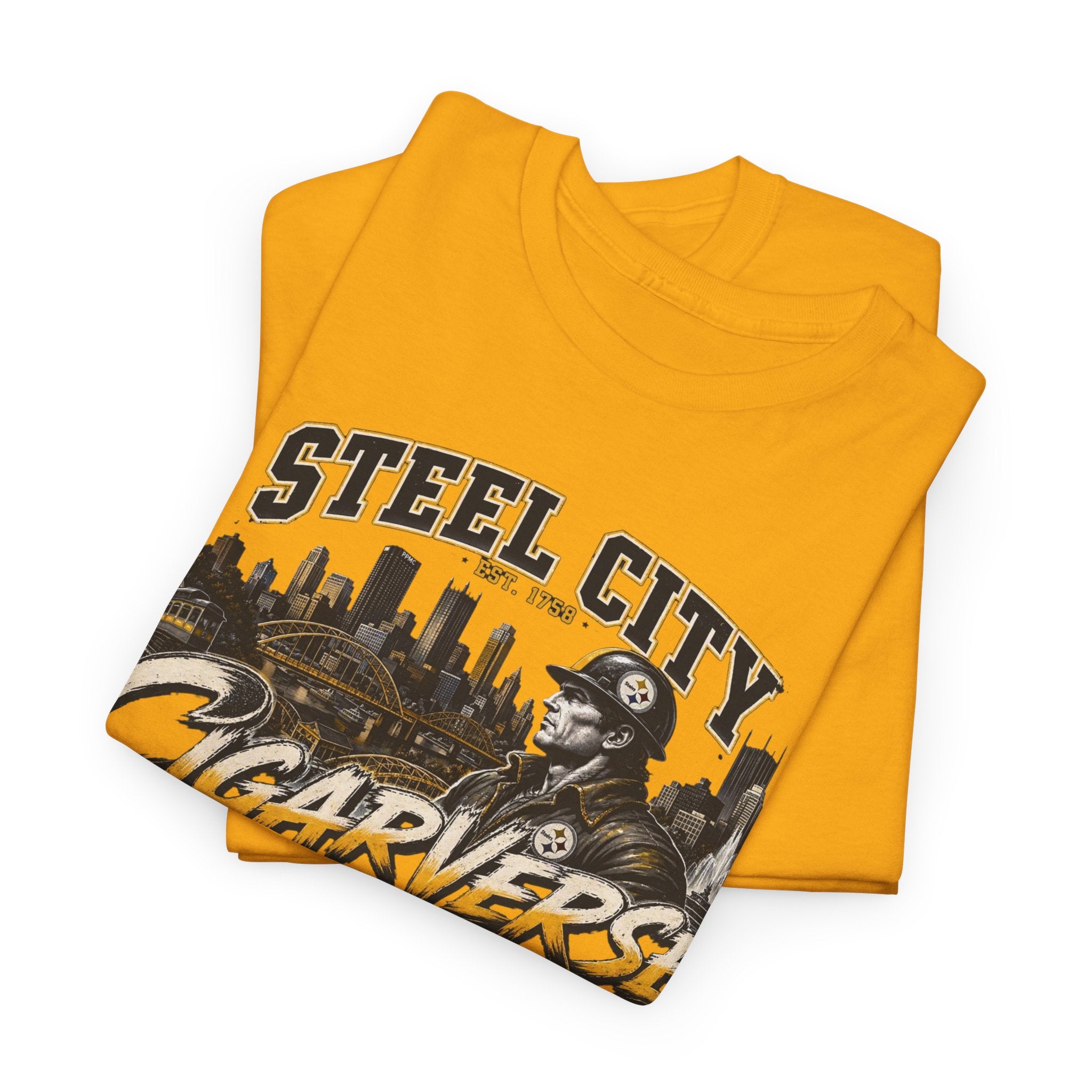 Unisex Steel City Cigarverse Tee — Vintage Skyline Graphic T‑Shirt for Cigar Lovers