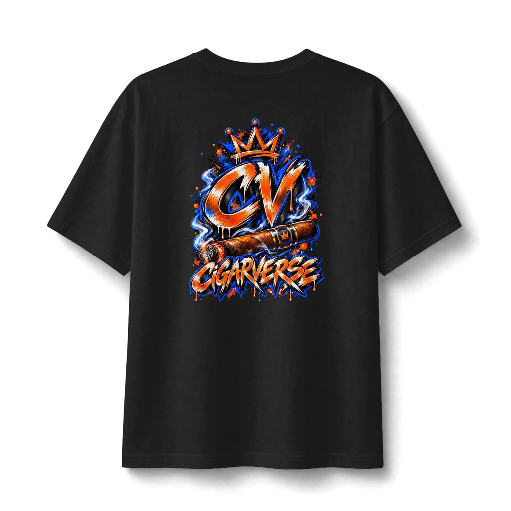 CIGARVERSE Graffiti Tee — Urban Streetwear T‑Shirt with Bold Orange & Blue Logo