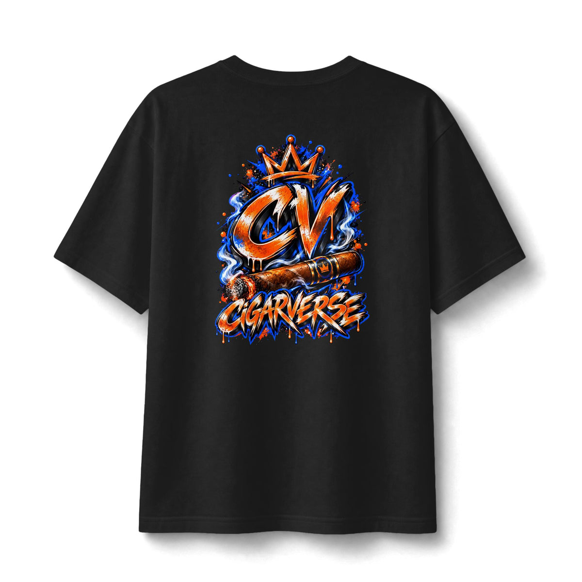 CIGARVERSE Graffiti Tee — Urban Streetwear T‑Shirt with Bold Orange & Blue Logo