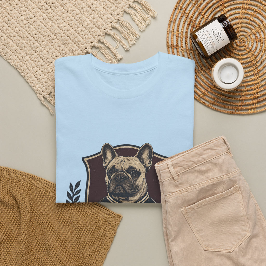 French Bulldog Crest T-Shirt — Vintage Campus Emblem Tee
