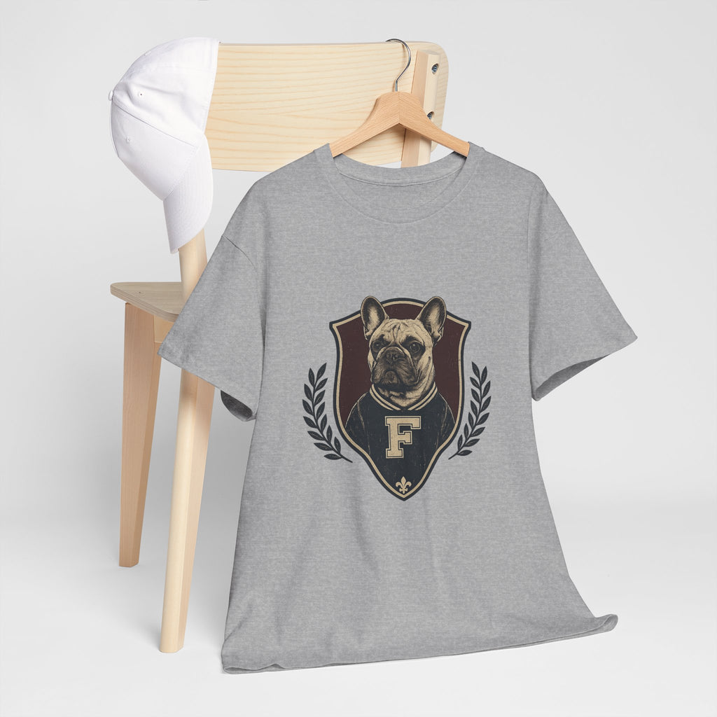 French Bulldog Crest T-Shirt — Vintage Campus Emblem Tee