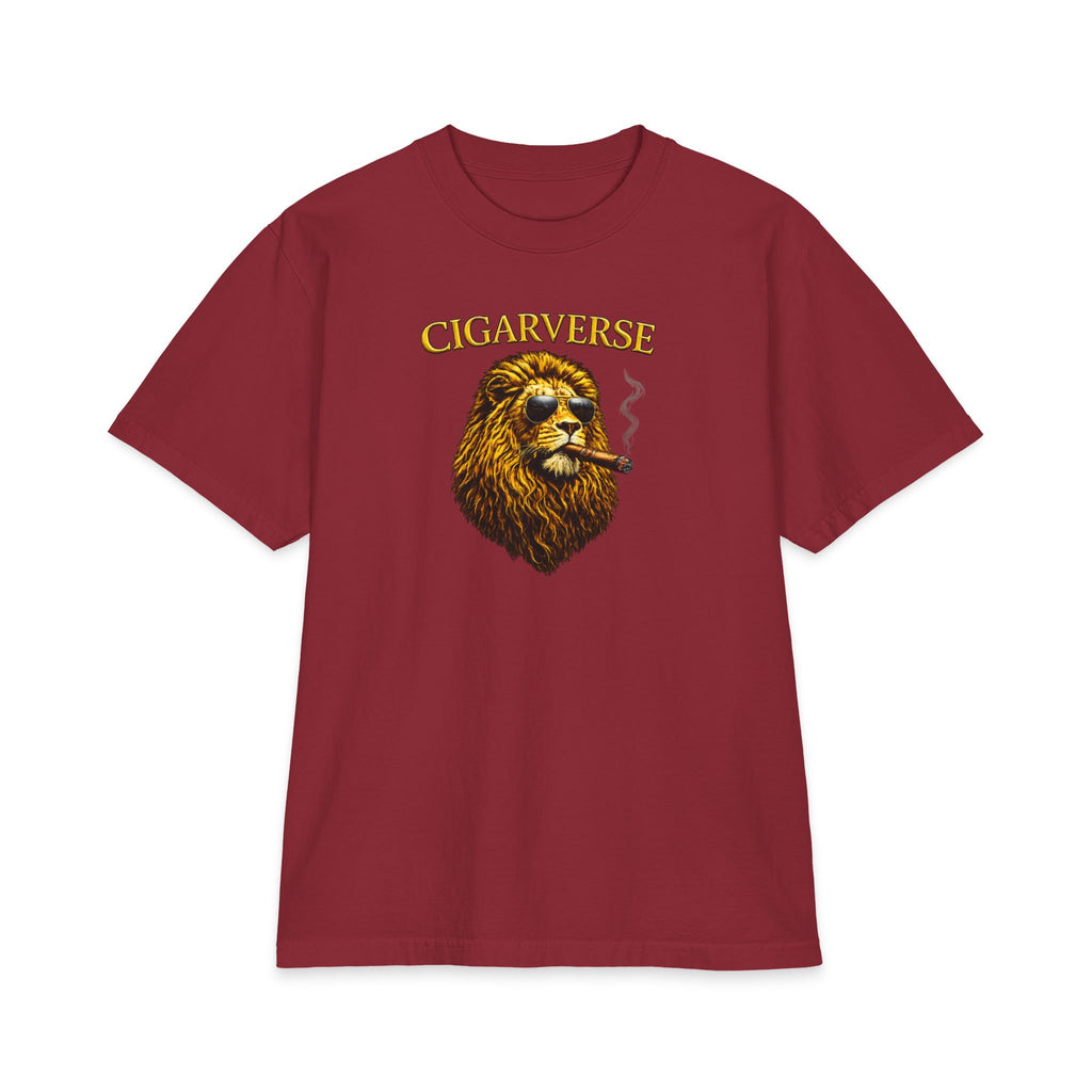 Premium Max Heavyweight Cigarverse Lion T‑Shirt – Vintage Roaring Lion Smoking Cigar Tee