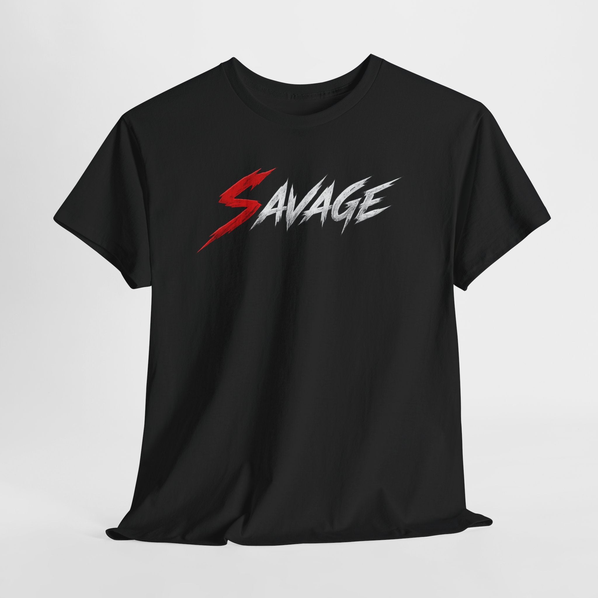 Savage Graphic Tee — Bold Red & White Streetwear T-Shirt