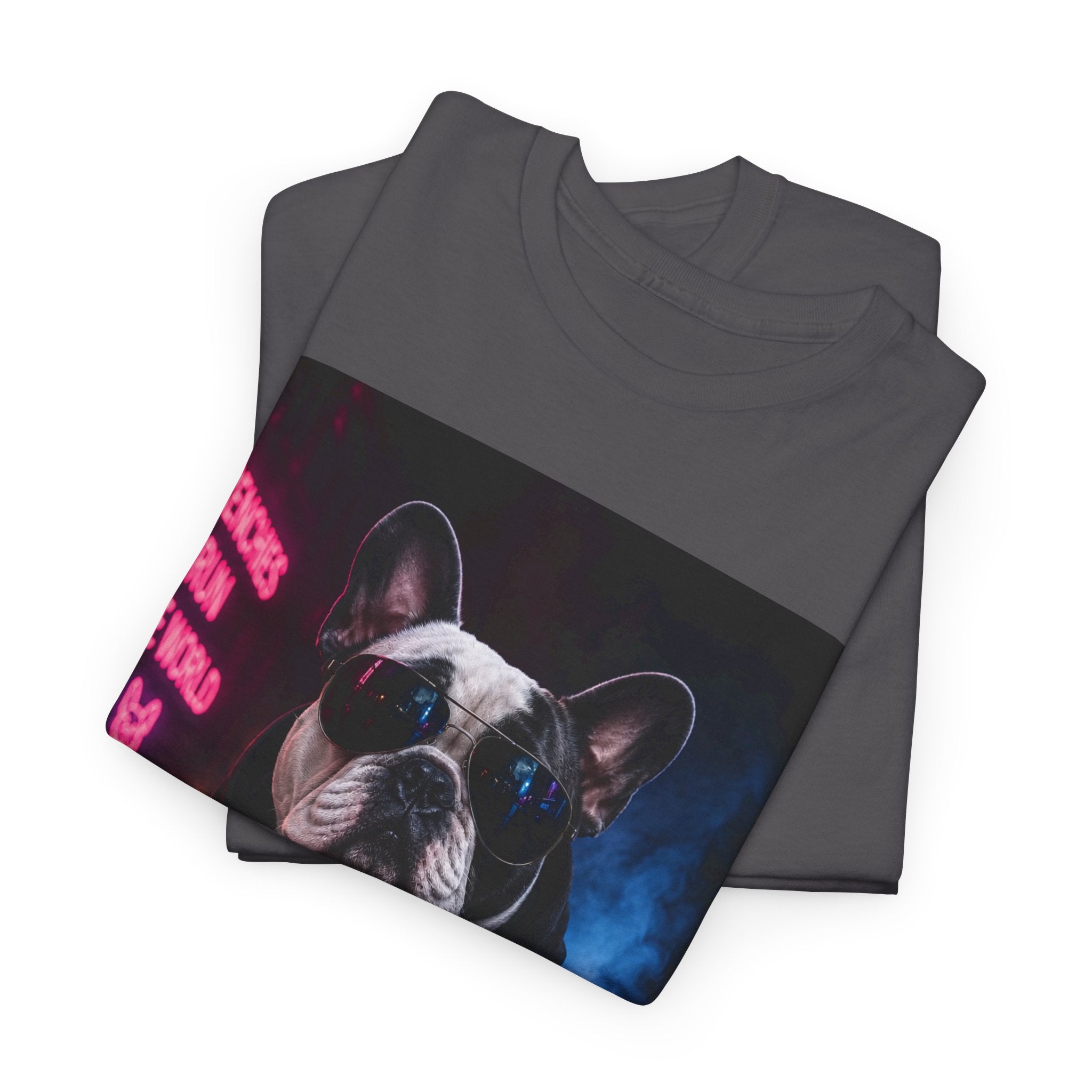 Bulldog Gangster Tee — Neon Retro Dog Graphic T-Shirt