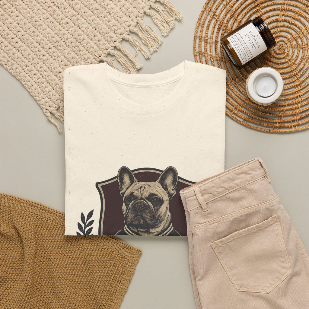 French Bulldog Crest T-Shirt — Vintage Campus Emblem Tee
