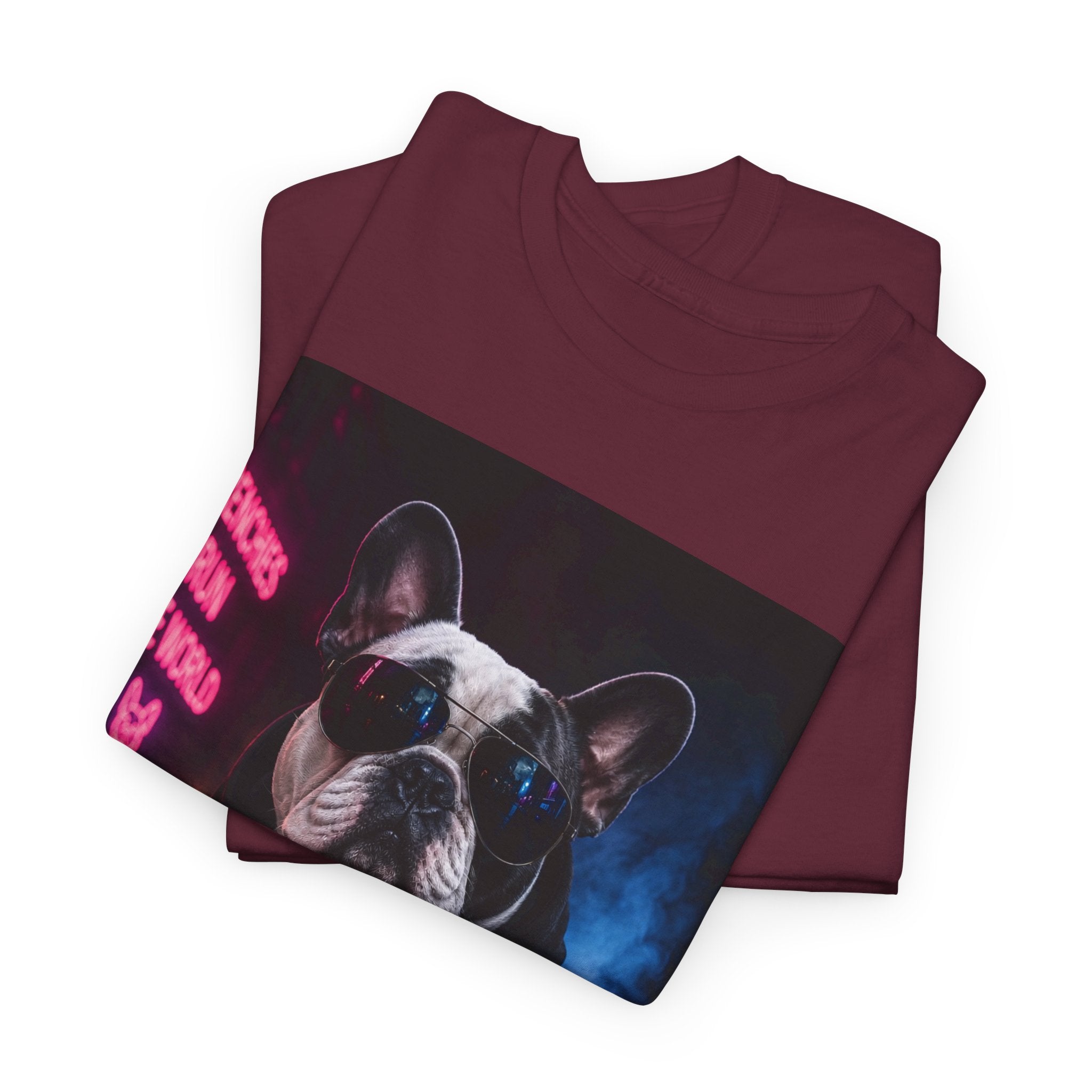Bulldog Gangster Tee — Neon Retro Dog Graphic T-Shirt