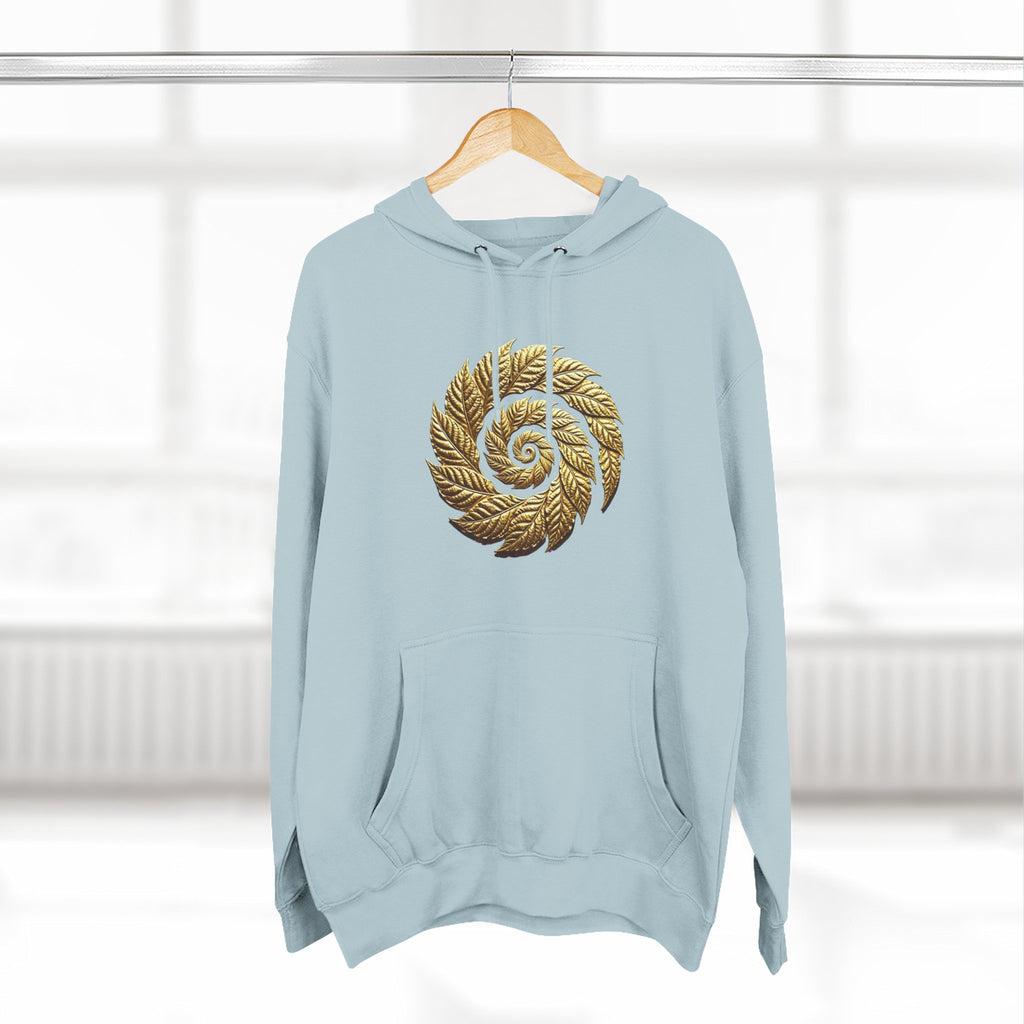 Golden Spiral Leaf Hoodie — Botanical Spiral Graphic Pullover