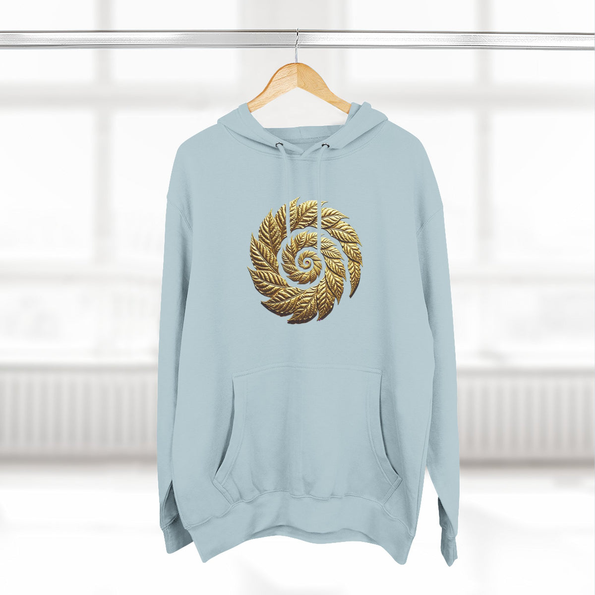 Golden Spiral Leaf Hoodie — Botanical Spiral Graphic Pullover