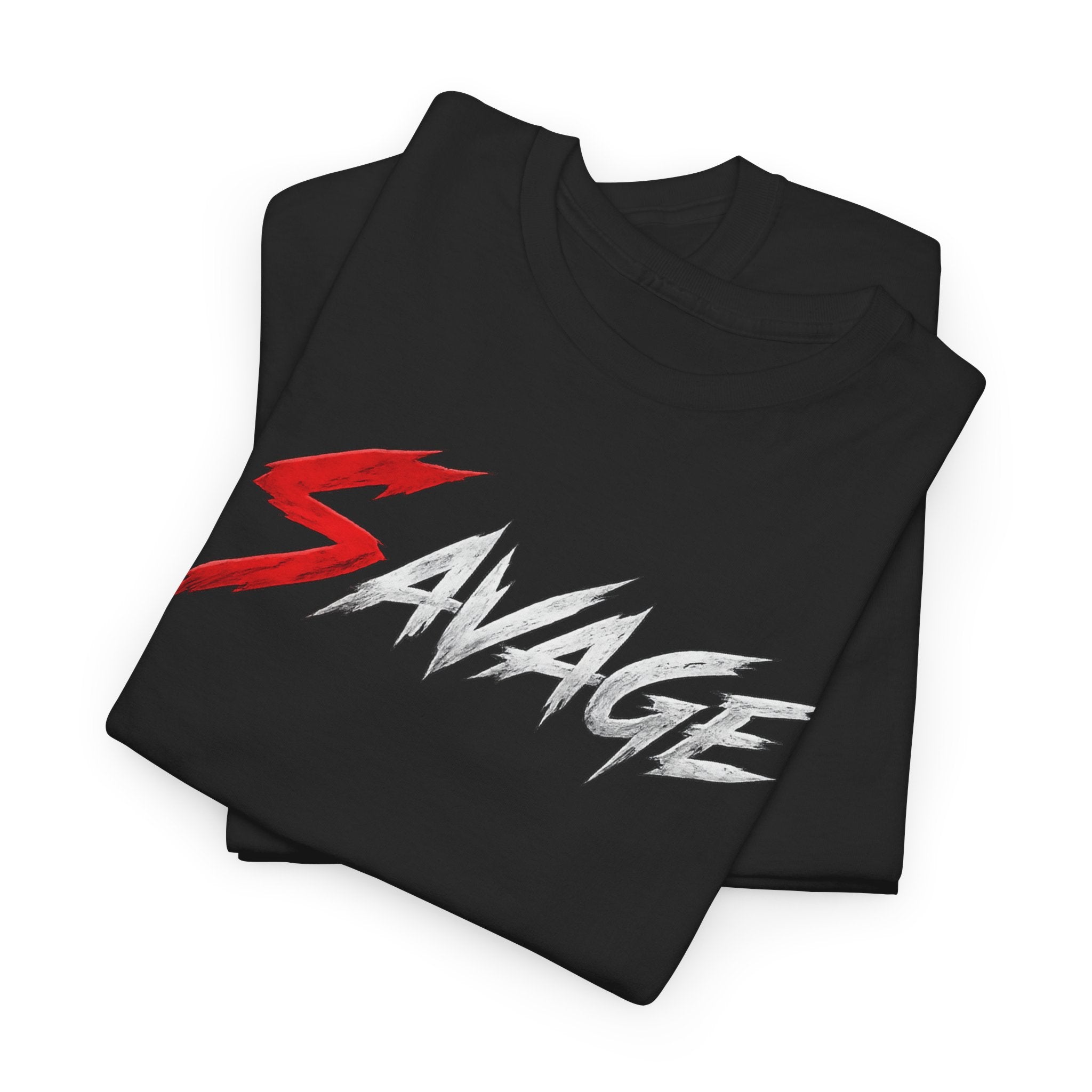 Savage Graphic Tee — Bold Red & White Streetwear T-Shirt