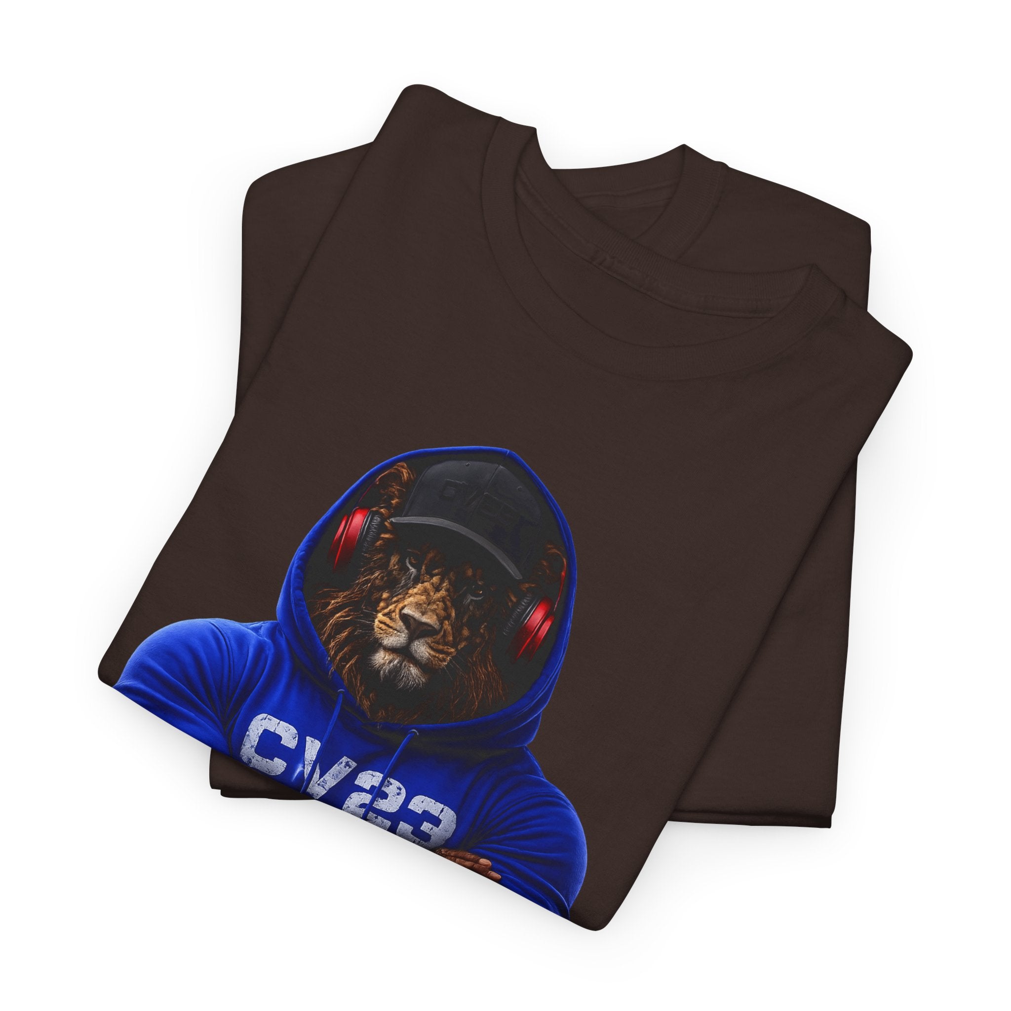 Hooded Lion Graphic Tee — Hoodie Gym Wear T-Shirt