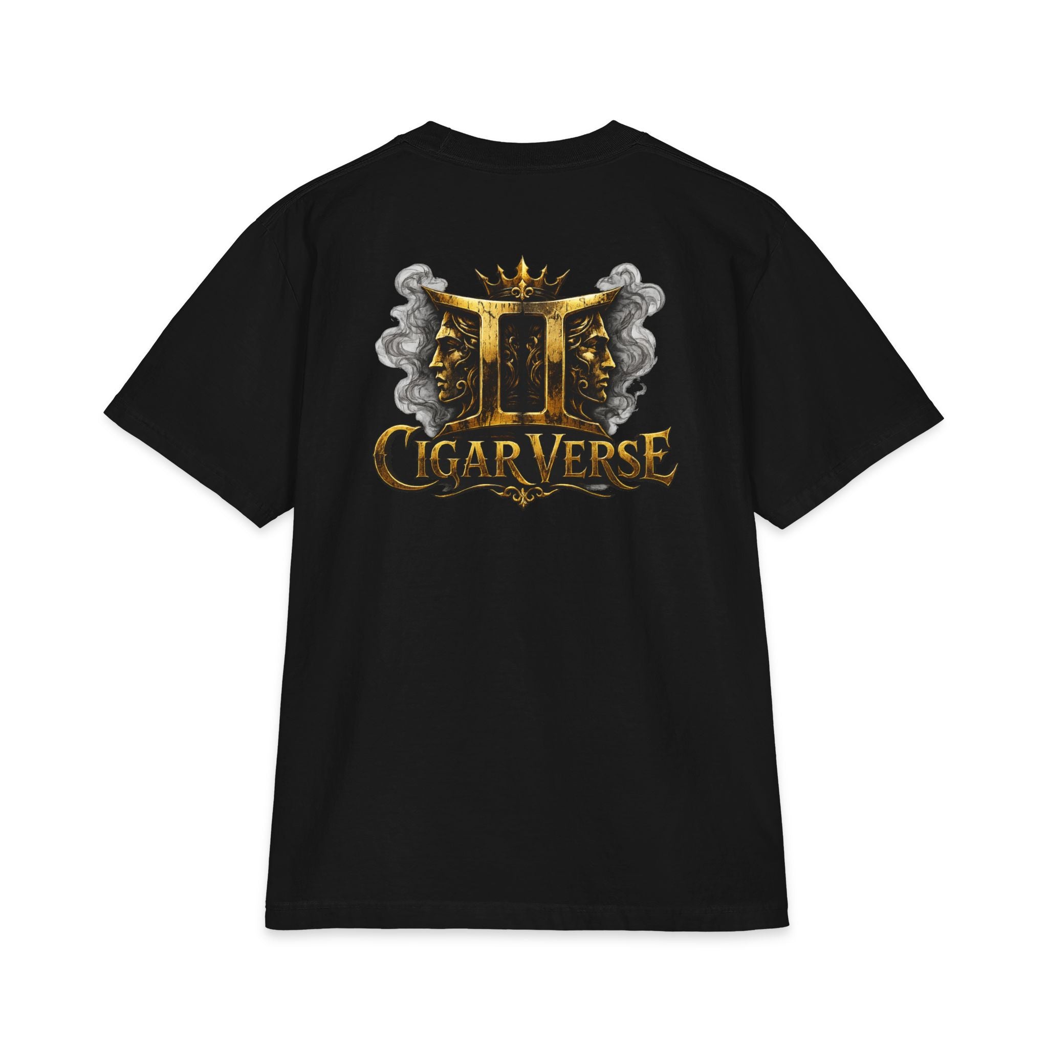 ULTRA PREMIUM HEAVYWEIGHT CigarVerse Graphic T-Shirt — Bold Gold Logo Smoking-Inspired Tee