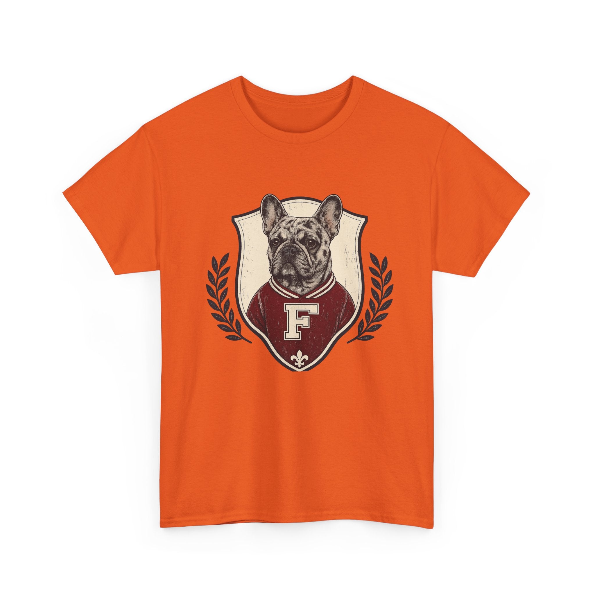 Unisex French Bulldog Crest T‑Shirt — Vintage Collegiate Pup Tee