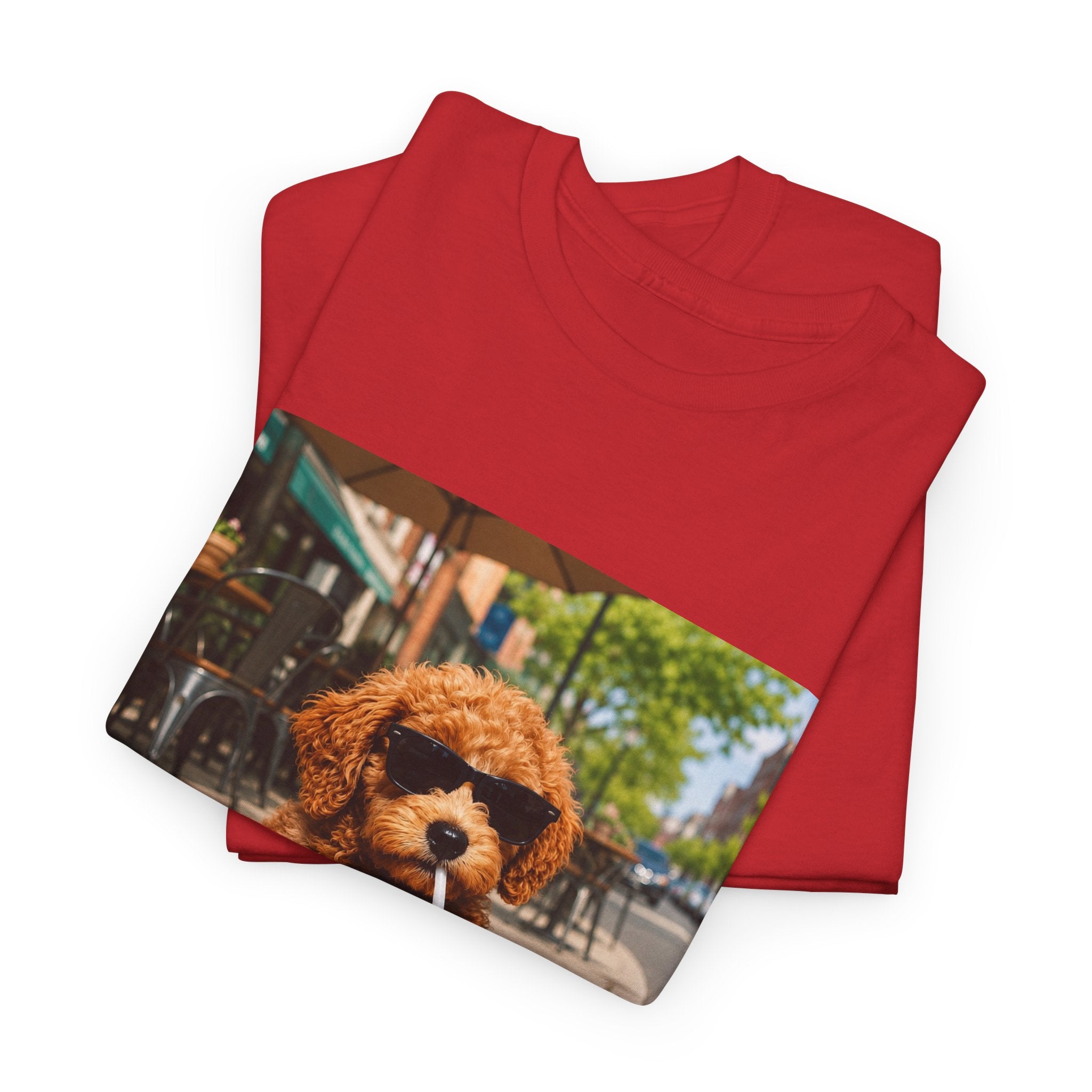 T-Shirt — Cute Puppy Drinking Iced Coffee Photo Tee