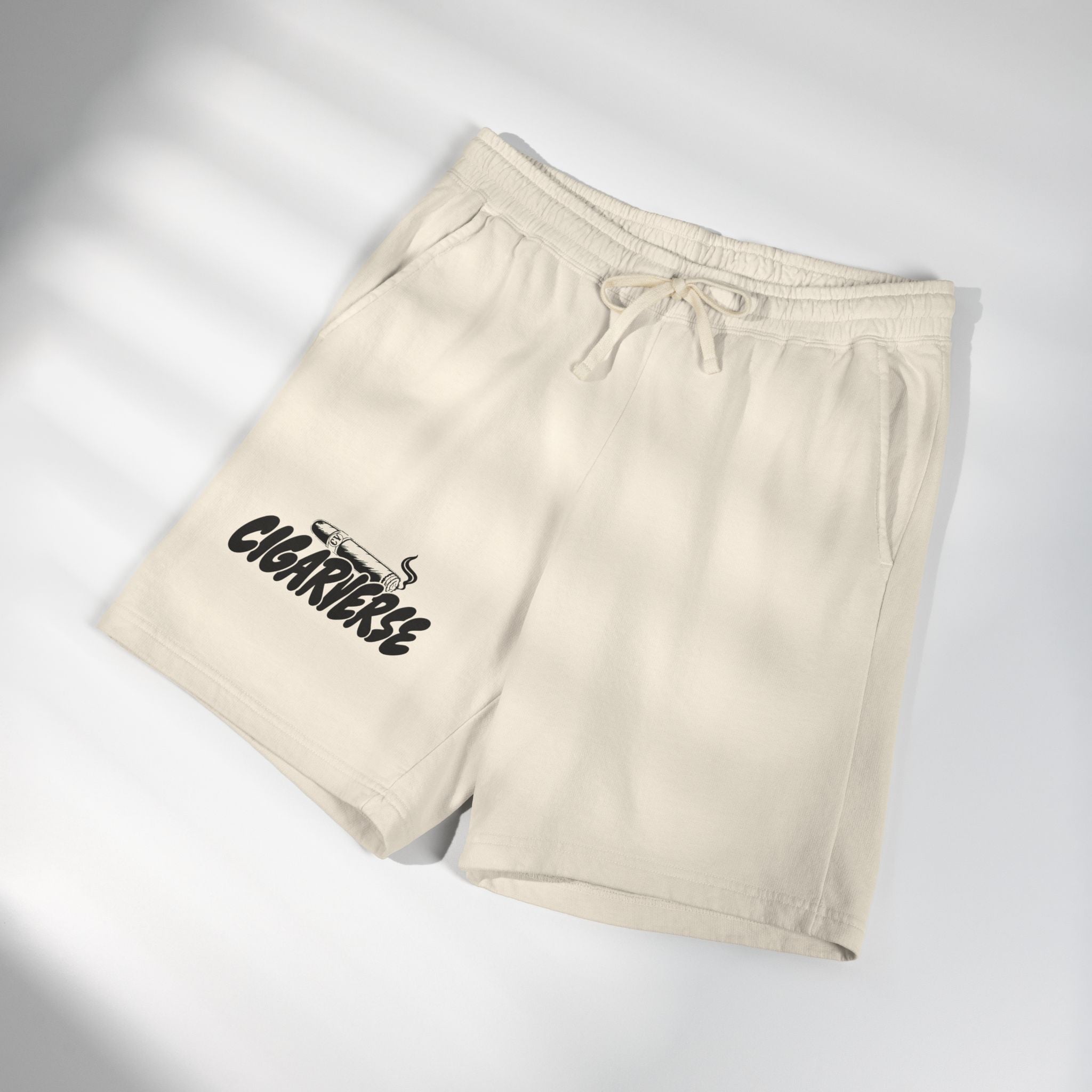 Cigarverse Logo Fleece Sweat Shorts — Lightweight Garment-Dyed Lounge Shorts