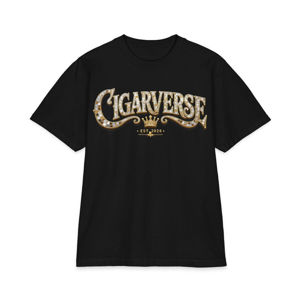 ULTRA PREMIUM HEAVYWEIGHT CigarVerse Graphic T‑Shirt — Retro Gold Script Logo Tee