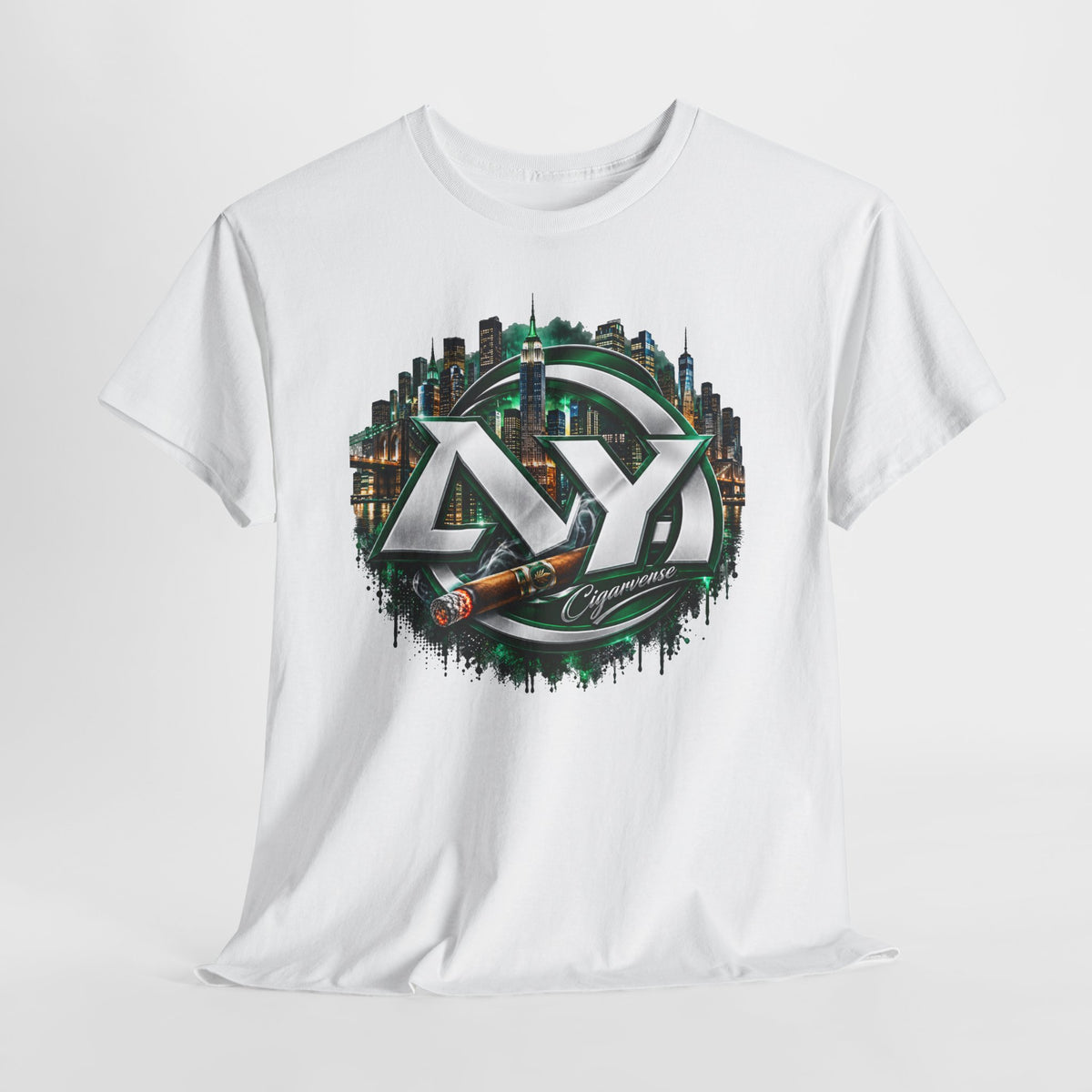 City Nights Logo T‑Shirt — Green Skyline AYY Graphic Tee