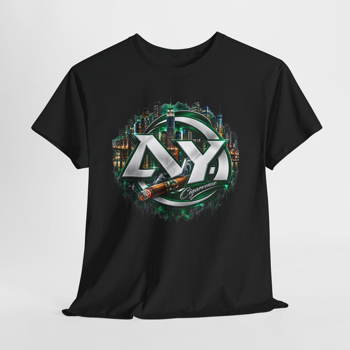 City Nights Logo T‑Shirt — Green Skyline AYY Graphic Tee