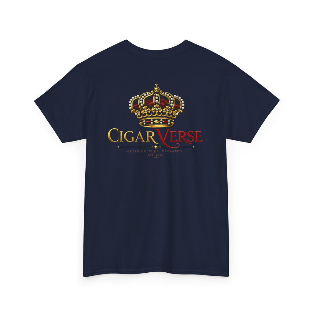 CigarVerse Crown T‑Shirt — Gold Crown Logo Tee for Cigar Lovers